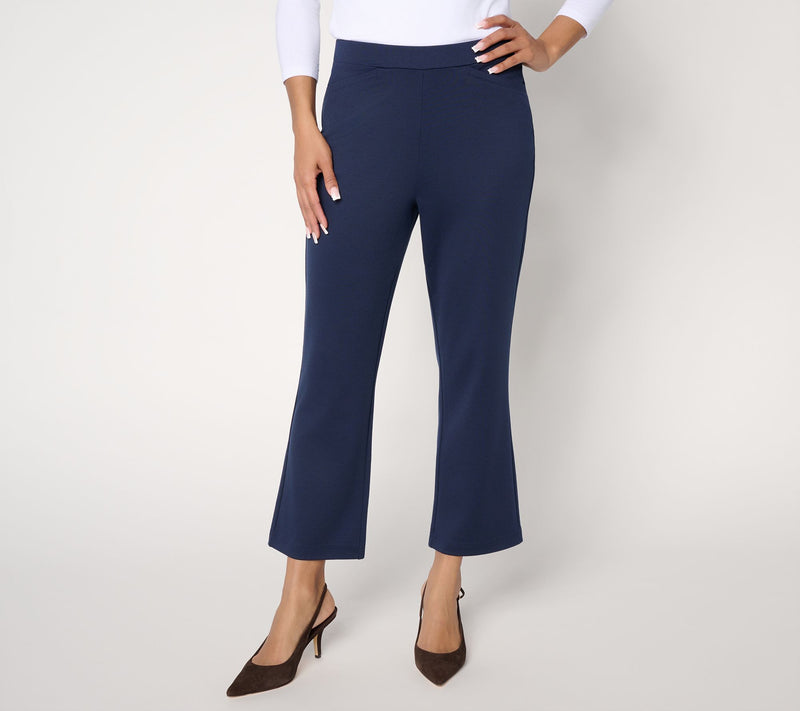 Joan Rivers Regular Gingham or Solid Kick Flare Ponte Pants — Main view
