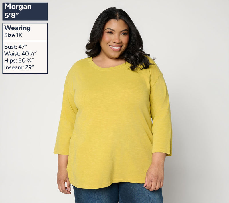 LOGO Principles by Lori Goldstein 3/4 Sleeve Top with Side Slits — View 2