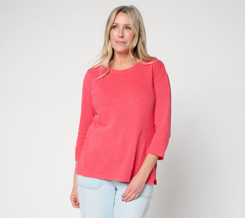 LOGO Principles by Lori Goldstein 3/4 Sleeve Top with Side Slits — View 14