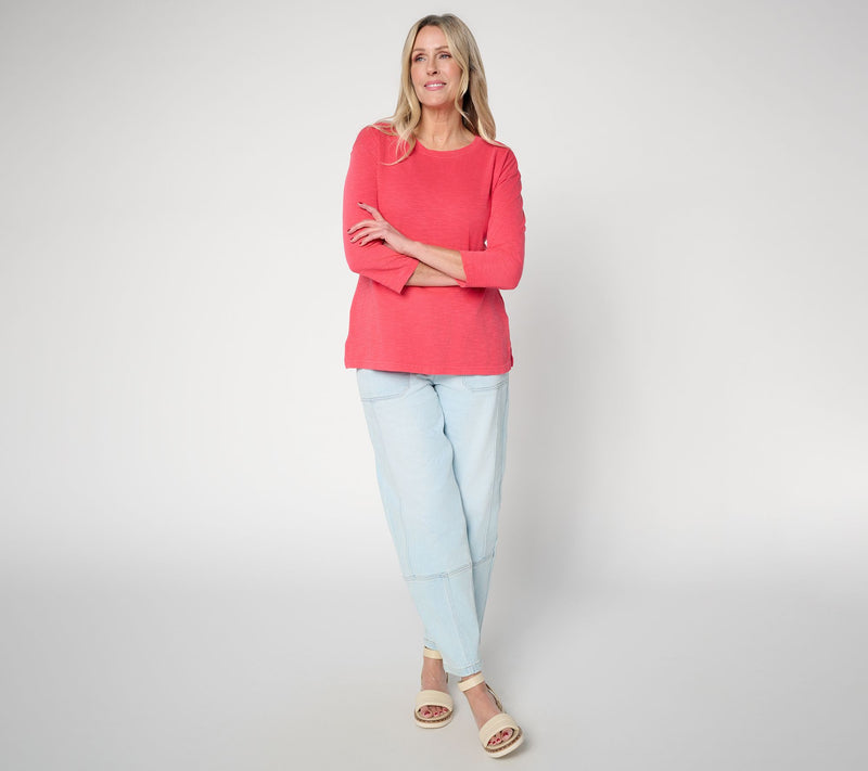 LOGO Principles by Lori Goldstein 3/4 Sleeve Top with Side Slits — View 5