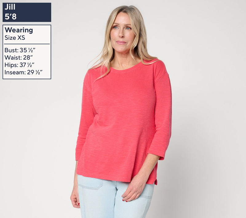 LOGO Principles by Lori Goldstein 3/4 Sleeve Top with Side Slits — View 3