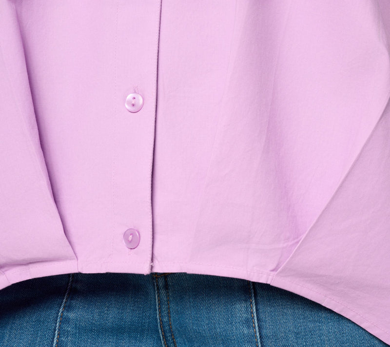 LOGO by Lori Goldstein Bubble Hem Button Front Shirt — View 12