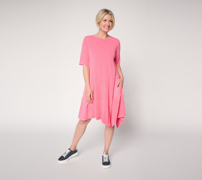 LOGO by Lori Goldstein Regular Overdye Dress with Asymmetric Hem — Main view