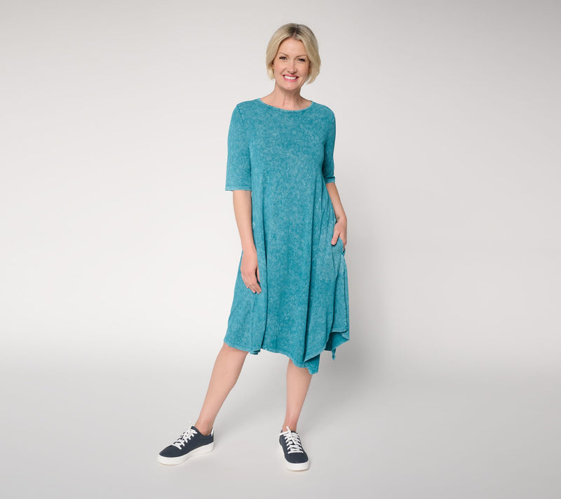 LOGO by Lori Goldstein Regular Overdye Dress with Asymmetric Hem — View 3