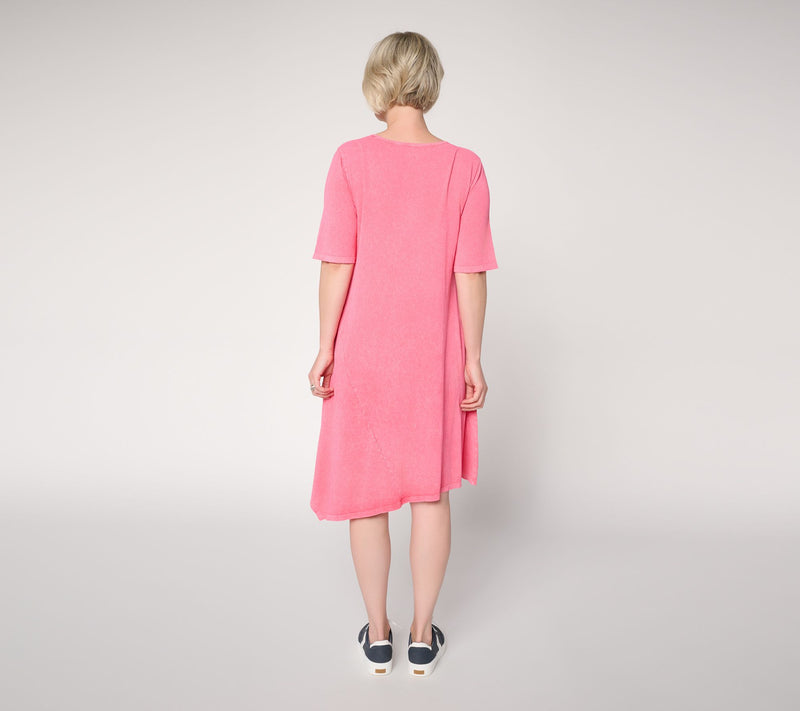 LOGO by Lori Goldstein Petite Overdye Dress with Asymmetric Hem — View 10