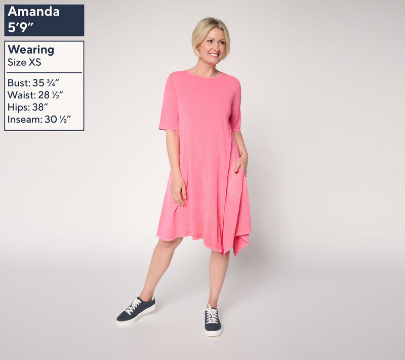 LOGO by Lori Goldstein Petite Overdye Dress with Asymmetric Hem — View 9