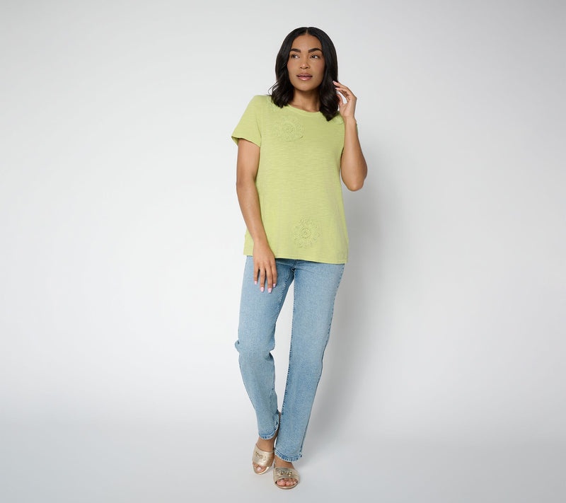 LOGO Lavish by Lori Goldstein Knit Top with Soutache Detail — View 13
