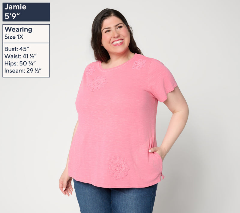 LOGO Lavish by Lori Goldstein Knit Top with Soutache Detail — View 10