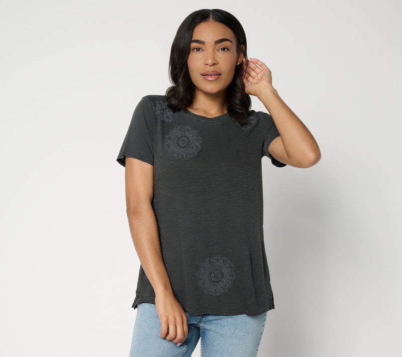 LOGO Lavish by Lori Goldstein Knit Top with Soutache Detail — View 9
