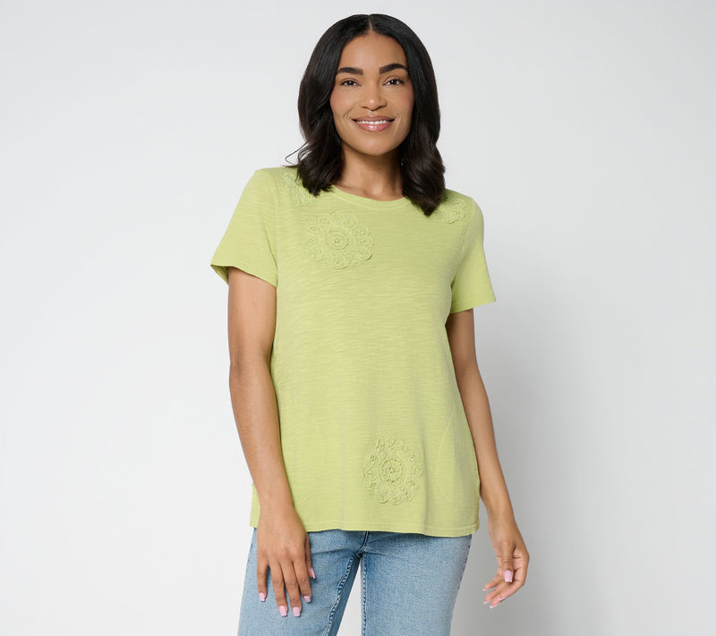 LOGO Lavish by Lori Goldstein Knit Top with Soutache Detail — Main view