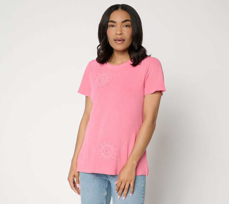 LOGO Lavish by Lori Goldstein Knit Top with Soutache Detail — View 5