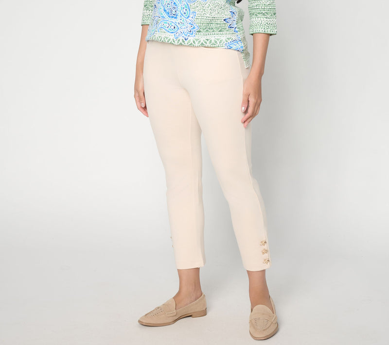 Belle Beach by Kim Gravel Petite Ponte Starfish Button Cropped Pant — View 14