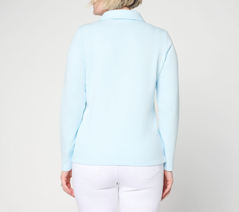 Belle Beach by Kim Gravel Seaside Sweats Johnny Collar Top — View 4