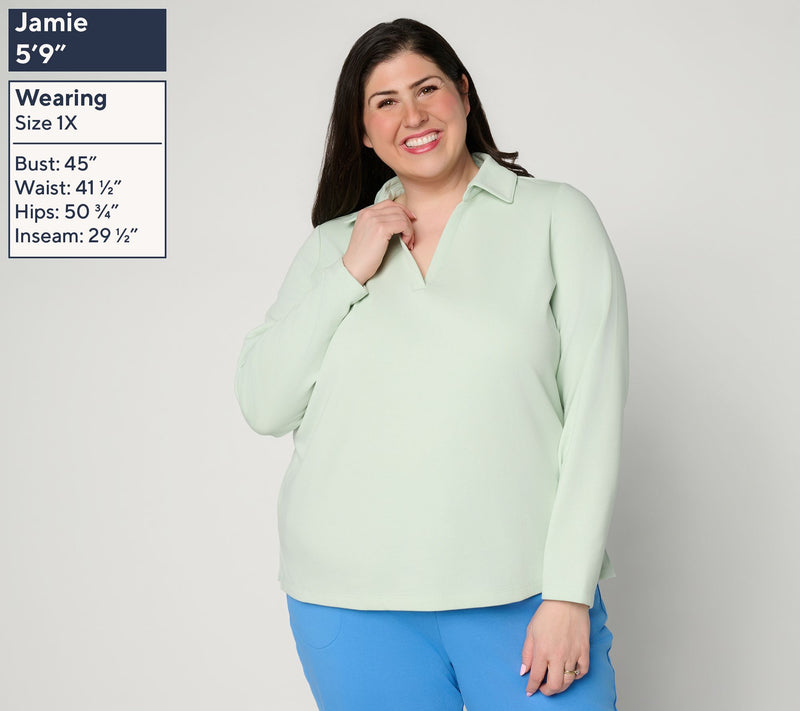 Belle Beach by Kim Gravel Seaside Sweats Johnny Collar Top — View 2