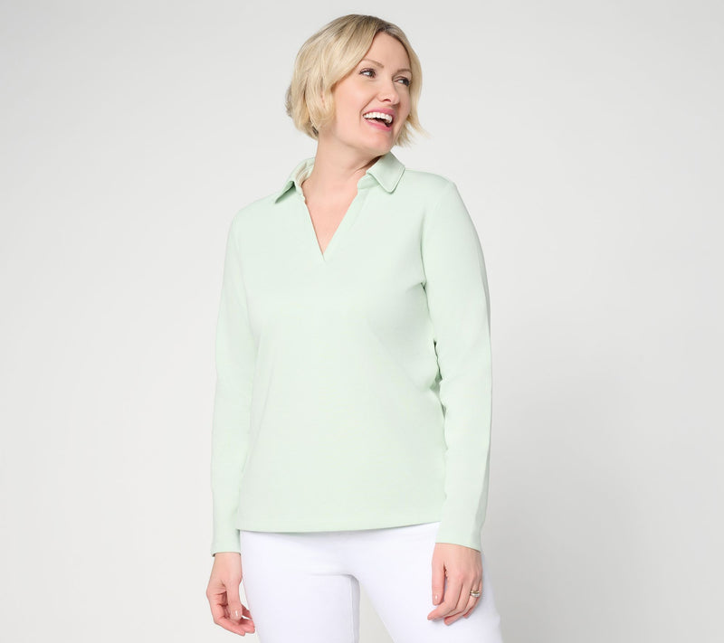 Belle Beach by Kim Gravel Seaside Sweats Johnny Collar Top — View 15