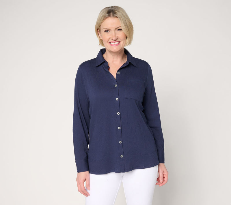 Belle by Kim Gravel Regular Packabelle Big Shirt with Pockets — View 13
