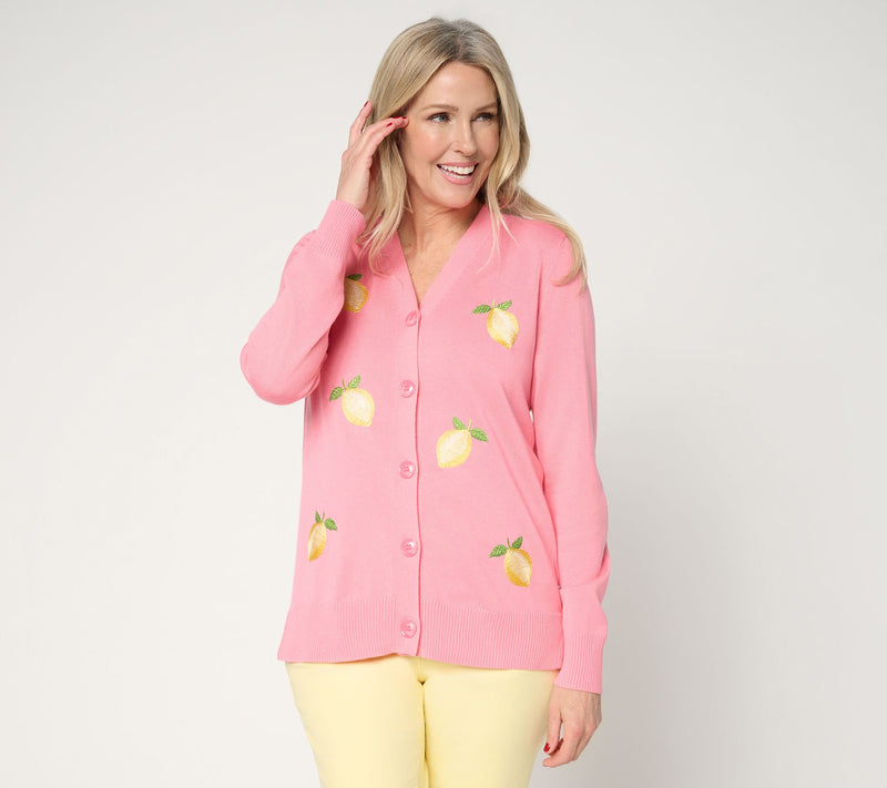 Belle by Kim Gravel Zest is More Lemon Button Front Cardigan — Main view
