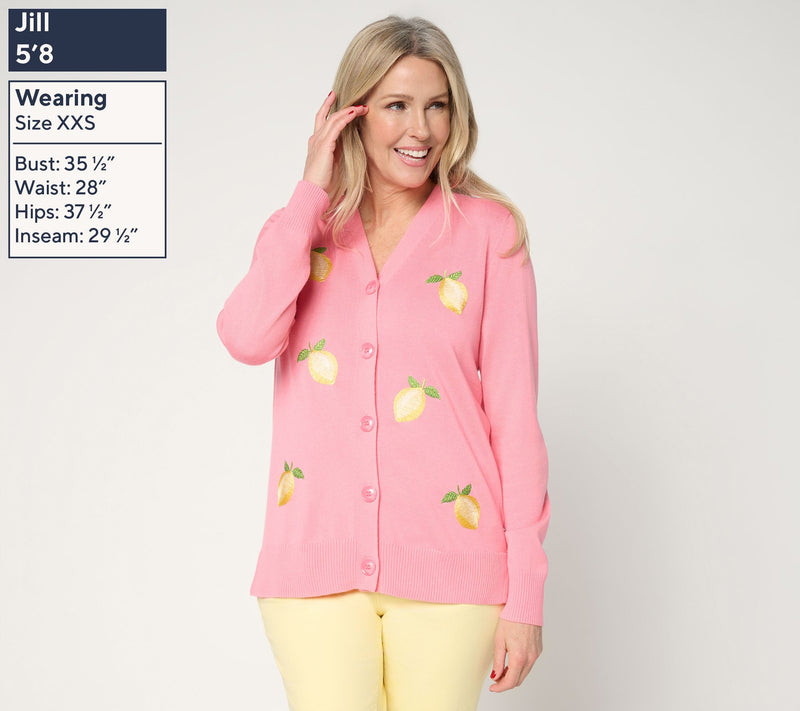 Belle by Kim Gravel Zest is More Lemon Button Front Cardigan — View 3