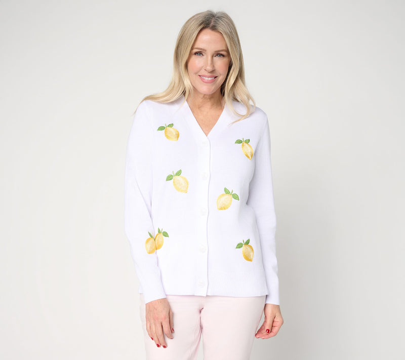 Belle by Kim Gravel Zest is More Lemon Button Front Cardigan — View 11