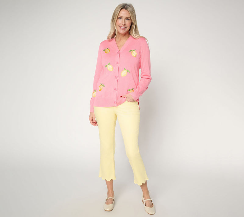 Belle by Kim Gravel Zest is More Lemon Button Front Cardigan — View 5