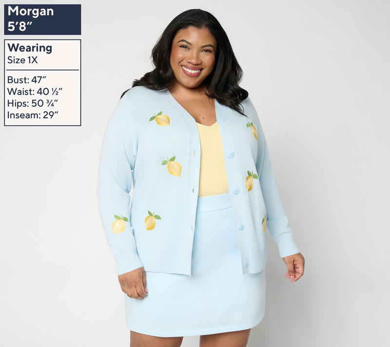 Belle by Kim Gravel Zest is More Lemon Button Front Cardigan — View 2