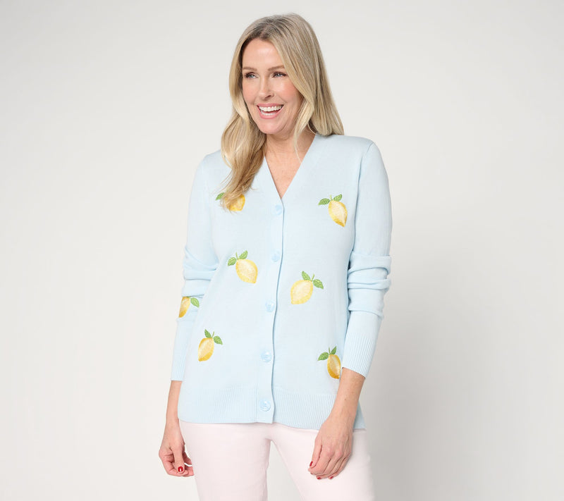 Belle by Kim Gravel Zest is More Lemon Button Front Cardigan — View 13