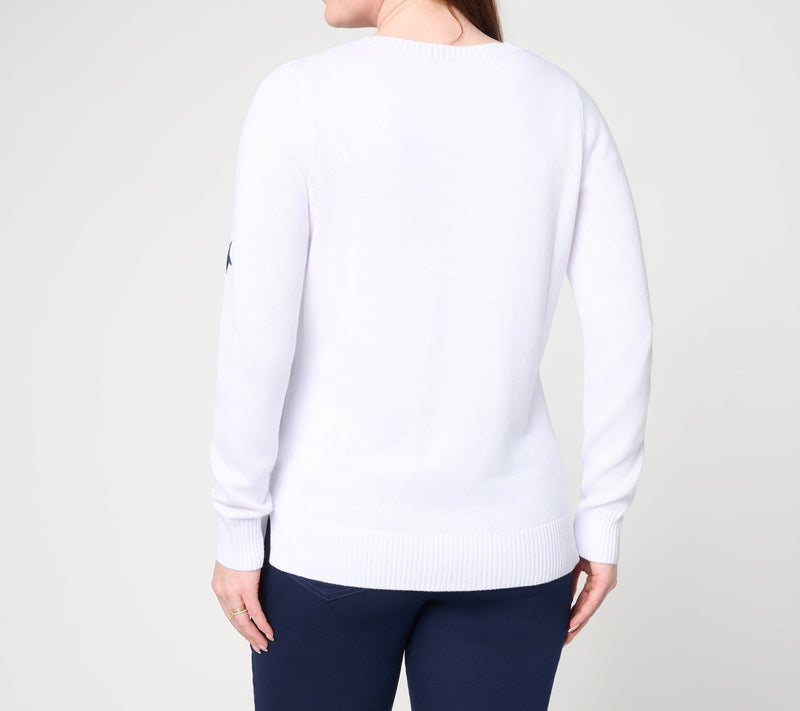 Belle by Kim Gravel Sunshine Stitches Embroidered V Neck Sweater — View 12