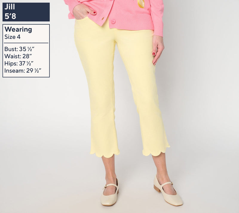 Belle by Kim Gravel Petite TripleLuxe Twill Scallop Cropped Jean — View 7