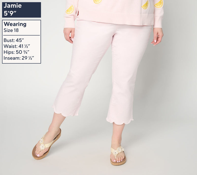 Belle by Kim Gravel Petite TripleLuxe Twill Scallop Cropped Jean — View 6