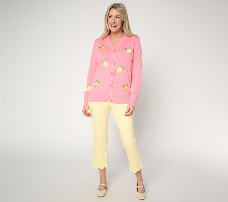 Belle by Kim Gravel Petite TripleLuxe Twill Scallop Cropped Jean — View 9