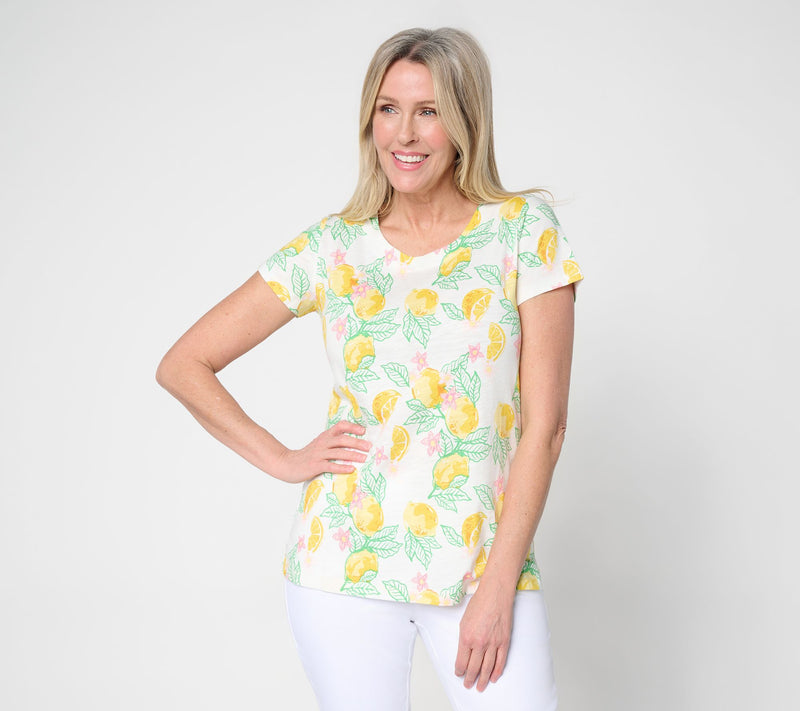 Belle by Kim Gravel Slub Knit Pulp Fiction Short Slv. Top — View 11