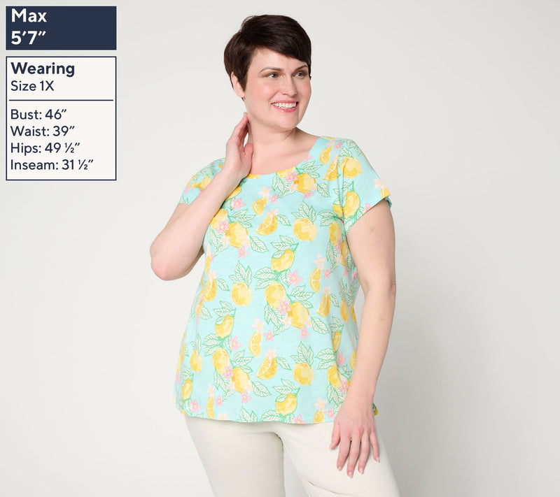 Belle by Kim Gravel Slub Knit Pulp Fiction Short Slv. Top — View 2