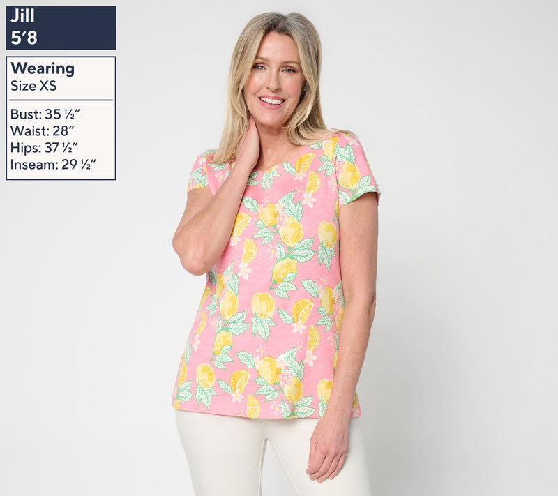 Belle by Kim Gravel Slub Knit Pulp Fiction Short Slv. Top — View 3