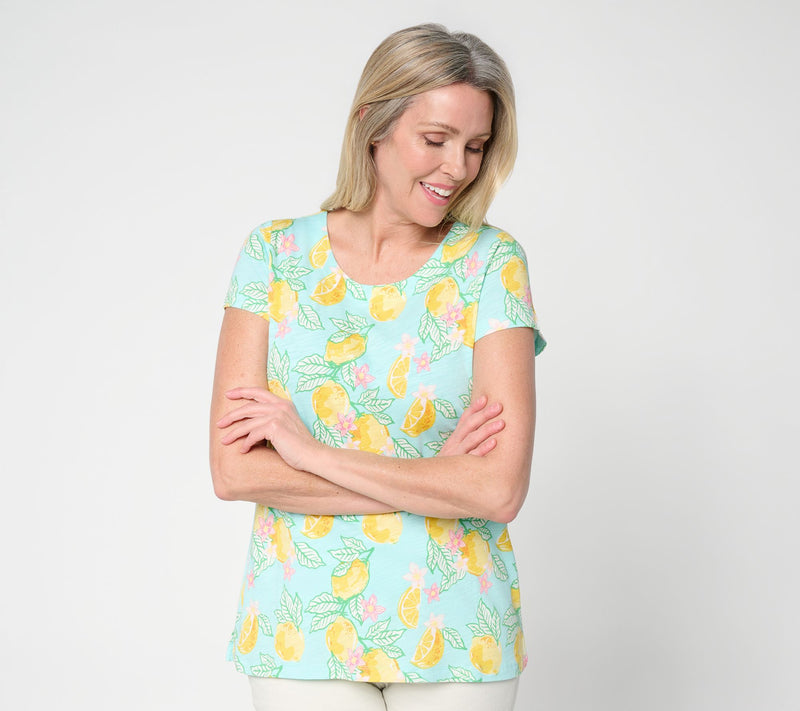 Belle by Kim Gravel Slub Knit Pulp Fiction Short Slv. Top — View 12