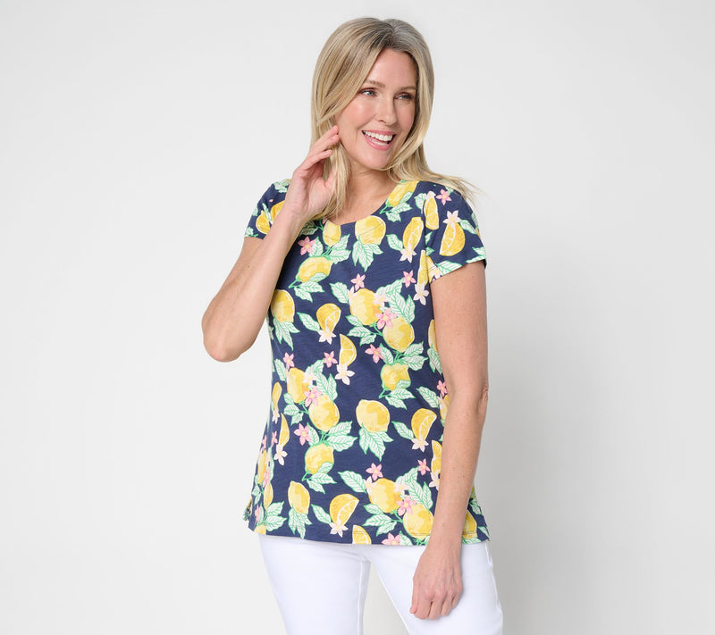 Belle by Kim Gravel Slub Knit Pulp Fiction Short Slv. Top — View 13