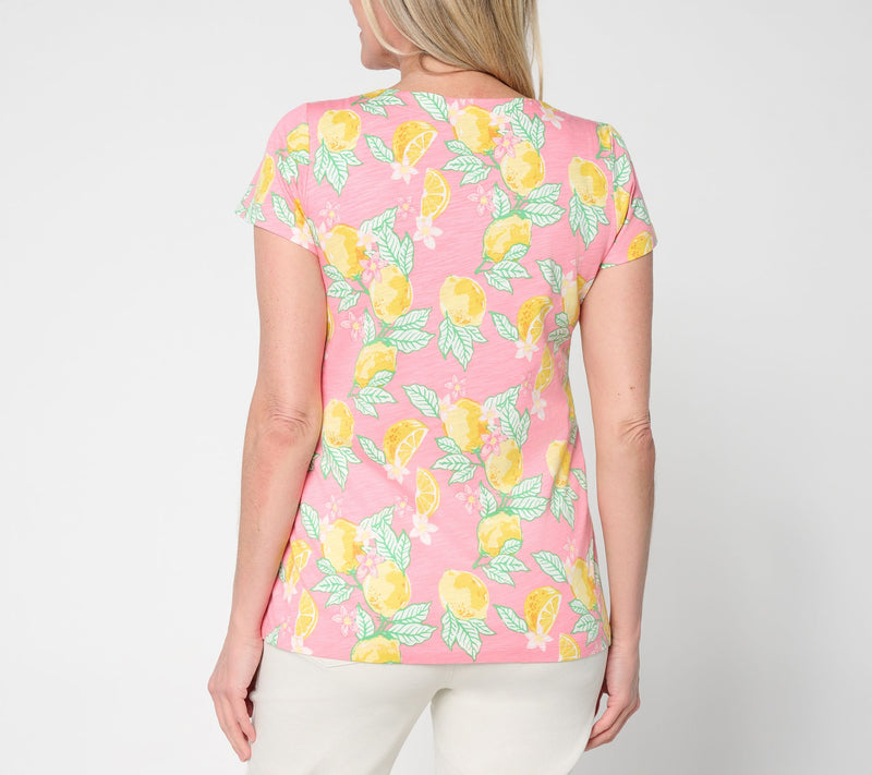 Belle by Kim Gravel Slub Knit Pulp Fiction Short Slv. Top — View 4