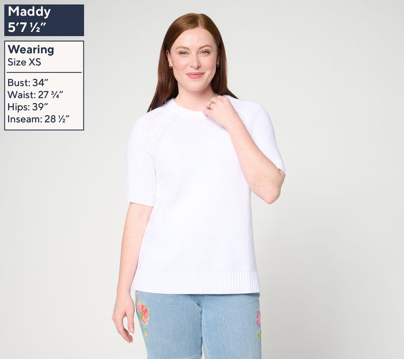 Belle by Kim Gravel Step Into Spring Elbow Sleeve Sweater — View 3