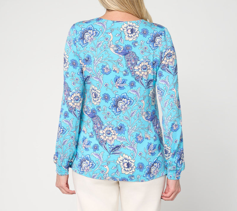 Belle by Kim Gravel Rayon Spandex Flora & Finesse V Neck Top — View 4