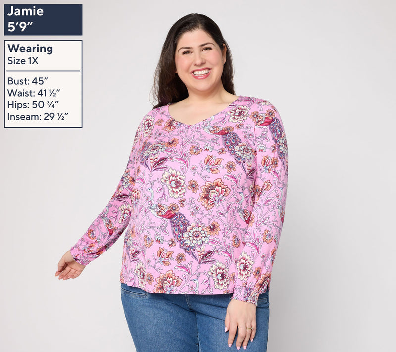 Belle by Kim Gravel Rayon Spandex Flora & Finesse V Neck Top — View 2