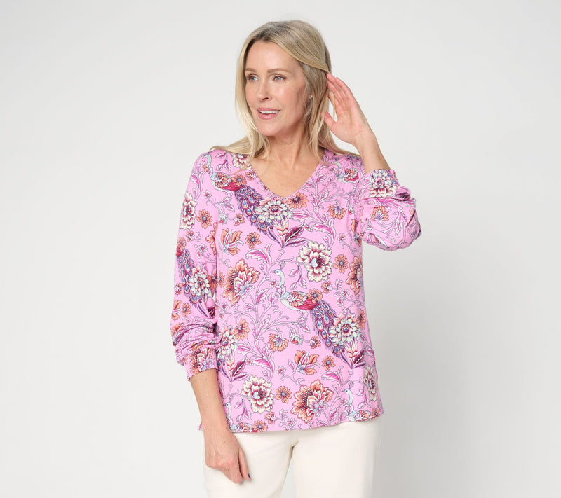 Belle by Kim Gravel Rayon Spandex Flora & Finesse V Neck Top — View 14