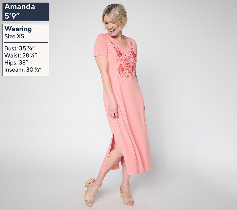 Belle by Kim Gravel Regular Slub Knit Blushing Blooms Maxi Dress — View 13