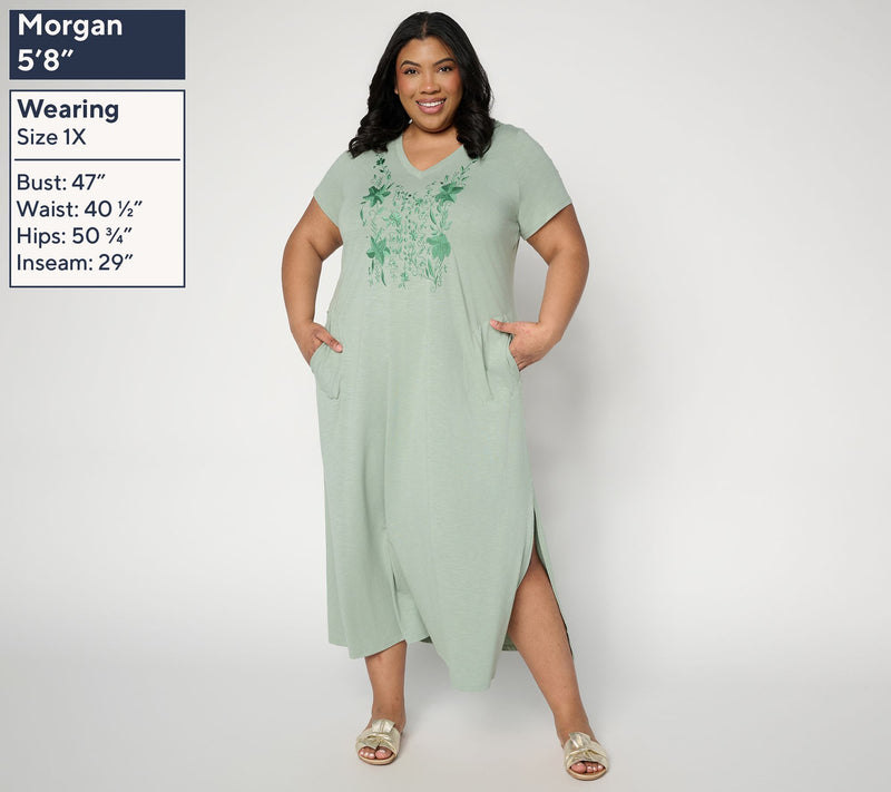 Belle by Kim Gravel Petite Slub Knit Blushing Blooms Maxi Dress — View 12