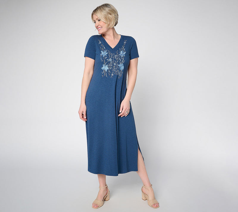 Belle by Kim Gravel Petite Slub Knit Blushing Blooms Maxi Dress — View 5