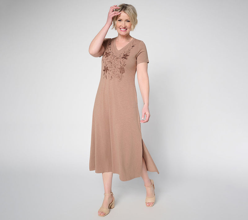 Belle by Kim Gravel Petite Slub Knit Blushing Blooms Maxi Dress — View 9