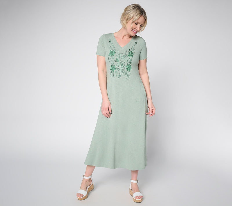 Belle by Kim Gravel Petite Slub Knit Blushing Blooms Maxi Dress — View 7