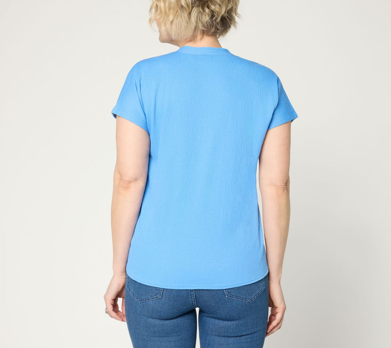 Belle by Kim Gravel Packabelle Button Trim Tie Front Top — View 6