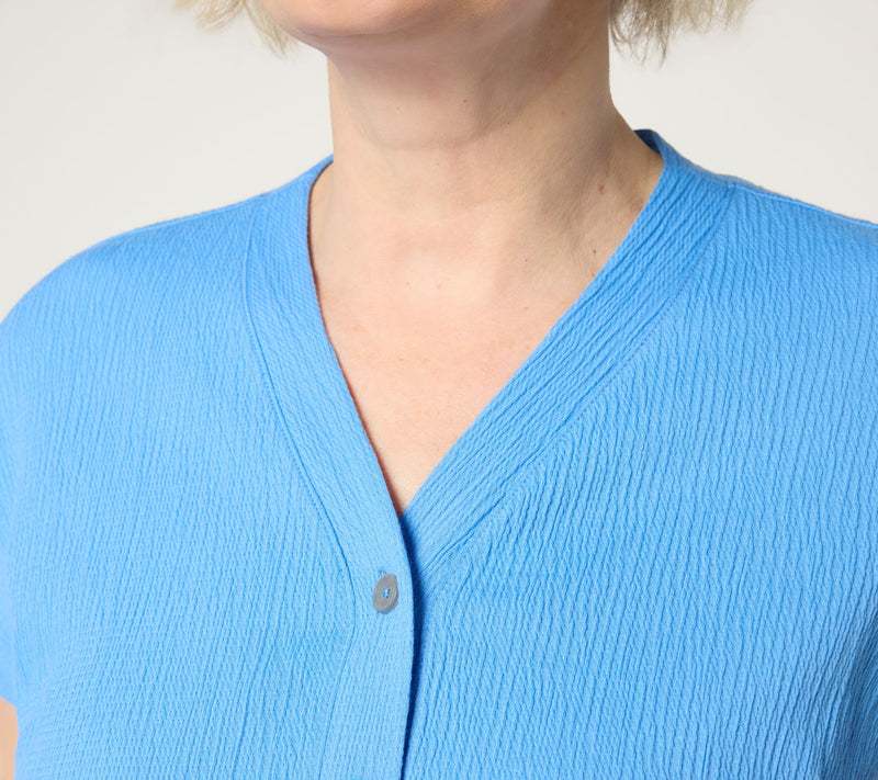 Belle by Kim Gravel Packabelle Button Trim Tie Front Top — View 8