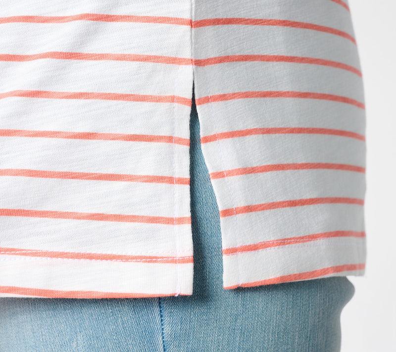 Belle by Kim Gravel Slub Knit Striped V Neck Top — View 6