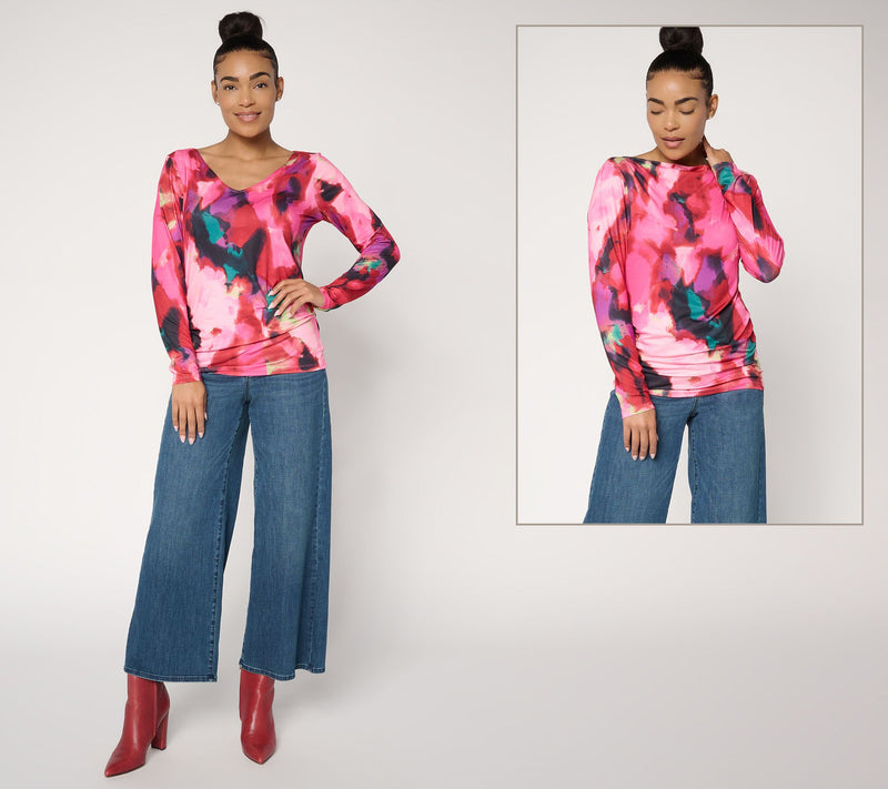 Mally Roncal Two-Way Neckline Feather Knit Top — View 5