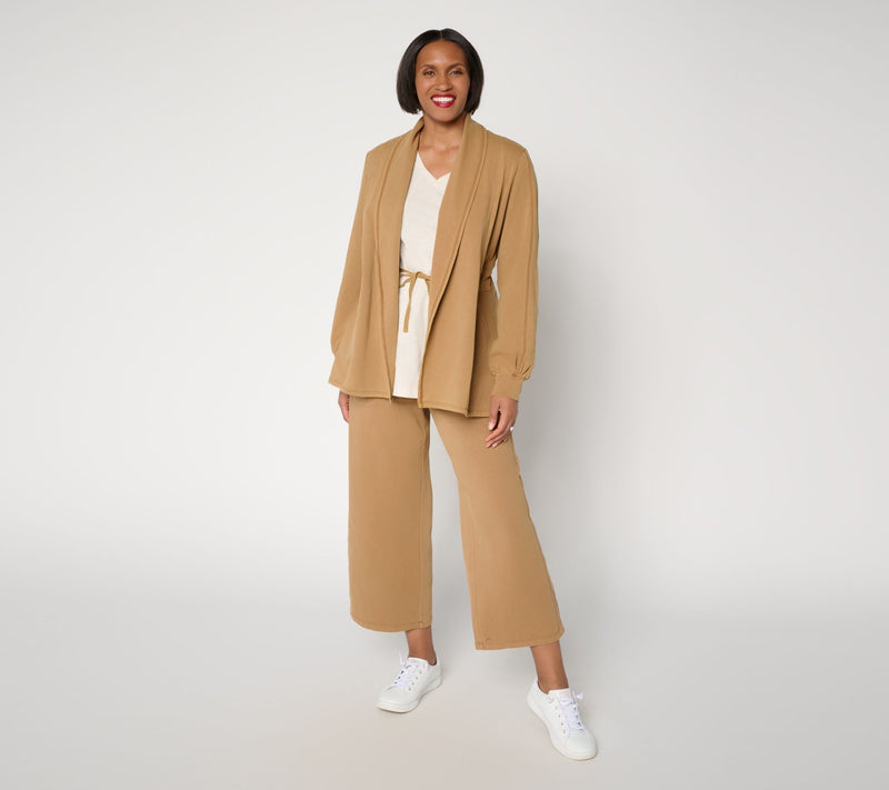 LOGO Lounge by Lori Goldstein Open Front Shawl Collar Cardigan — View 11